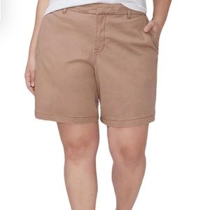 NWT LANE BRYANT Girlfriend Khaki Ruffle Trim Shorts